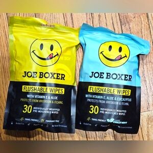 NWT 》2×《 JOE BOXER 30pk PRE-MOISTENED FLUSHABLE WIPES: ORIGINAL + CHILLY MINT!